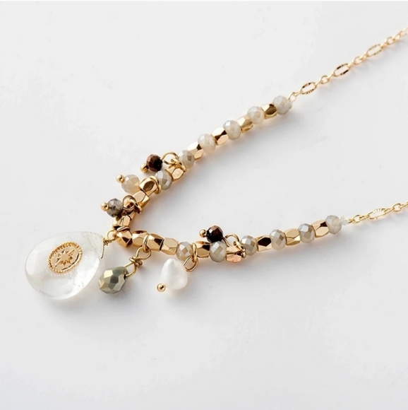 🍁Fall Quartz Charm Necklace 14K Gold💋 - Picture 2 of 3